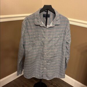 Men's Blue and Pink Striped 100% Cotton Dress Shirt